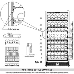 KingsBottle - 56" Single Zone Wine Fridge (KBU100WX)